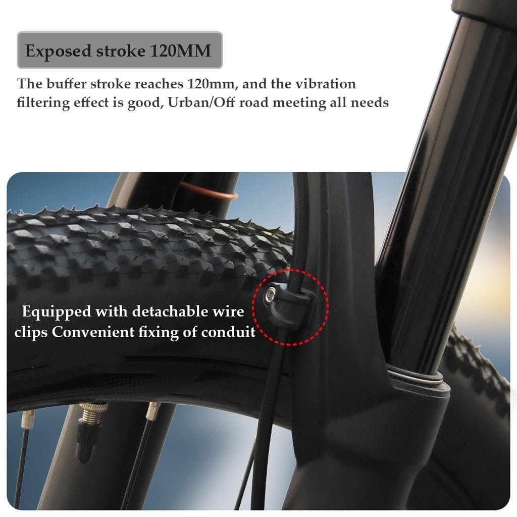 Fourche Avant de VTT 27,5/29 Pouces, en Alliage d'aluminium ultraléger, Tube Droit 1-1/8", Verrouillage à épaulement, débattement 100 mm (Couleur : Tube Conique B, Taille en Pouces