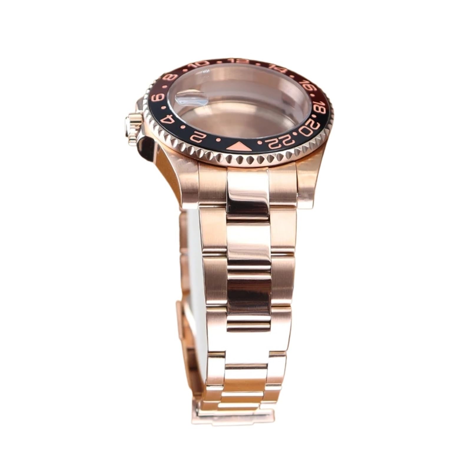 Pulsera de reloj de oro rosa de 40 mm, esfera de 28,5 mm, bisel de cerveza de raíz compatible con NH34 NH35 NH36/38 Miyota8215 ETA2824