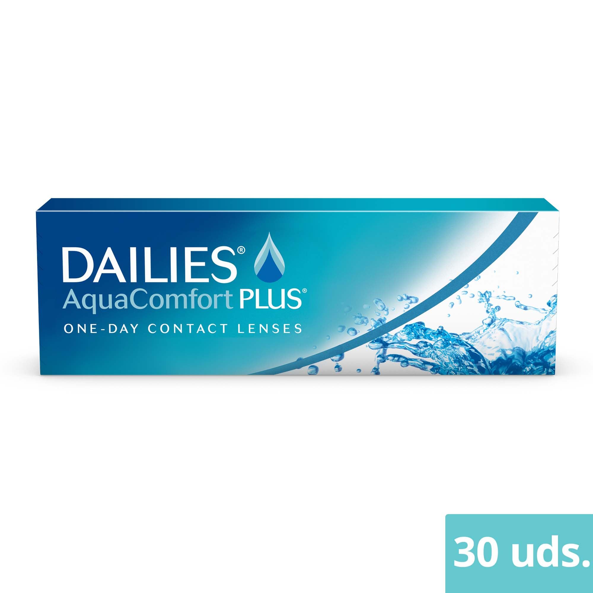 Dailies AquaComfort Plus Lentes de contacto de reemplazo diario, Pack de 30, R 8.7 mm, D 14.0 mm, -4 Diopt