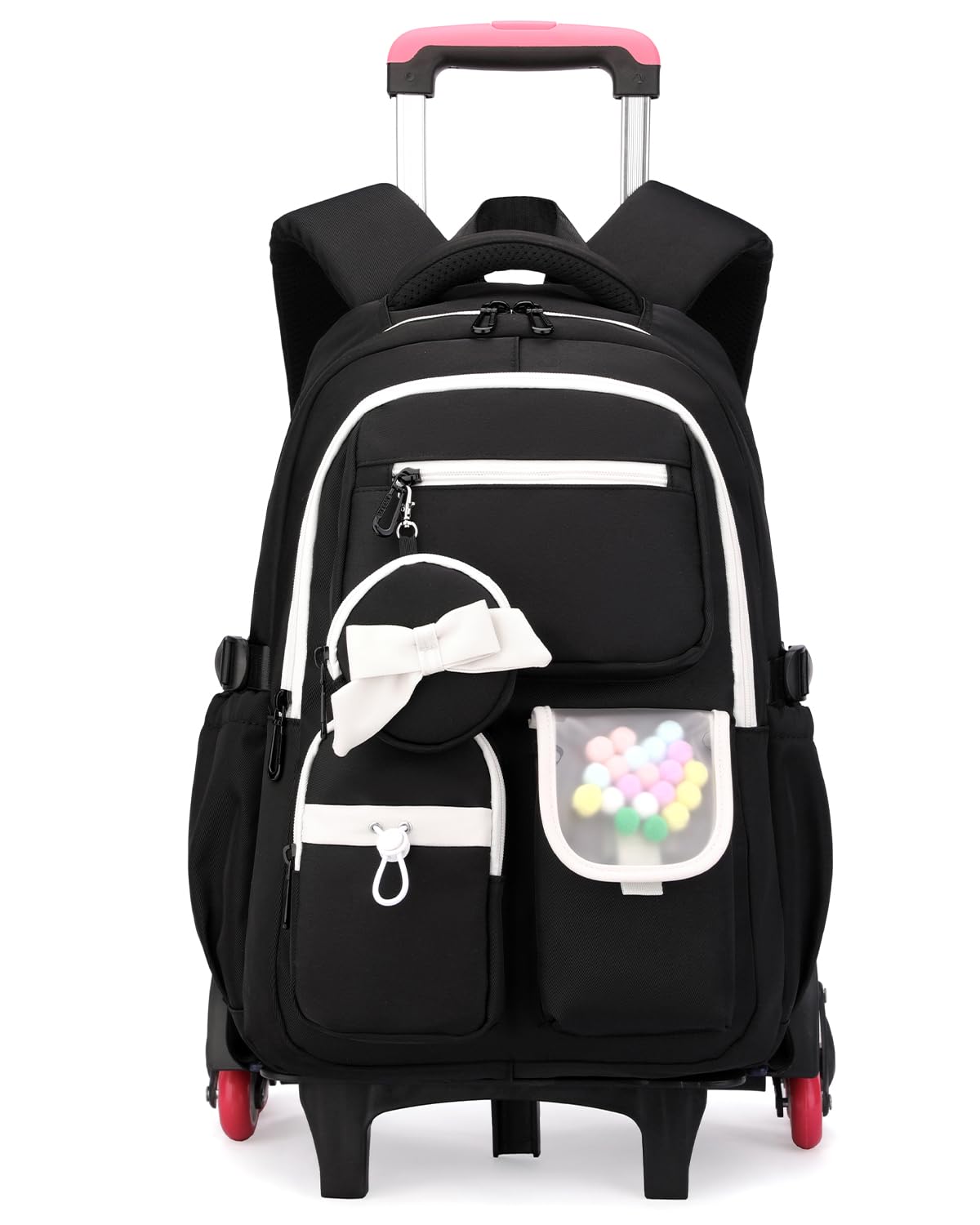 Amythe Mochila con Ruedas para Niña 10-18 Años, 6 Ruedas, Blanco | Mochila Carrito Adolescentes para Instituto y Colegio - Trolley Escolar Extraíble – Gran Capacidad para Ordenador 15.6"