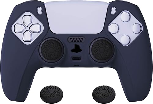 PlayVital Midnight Blue Pure Series - Funda de silicona antideslizante para controlador PS5, funda de goma suave para controlador inalámbrico PS5