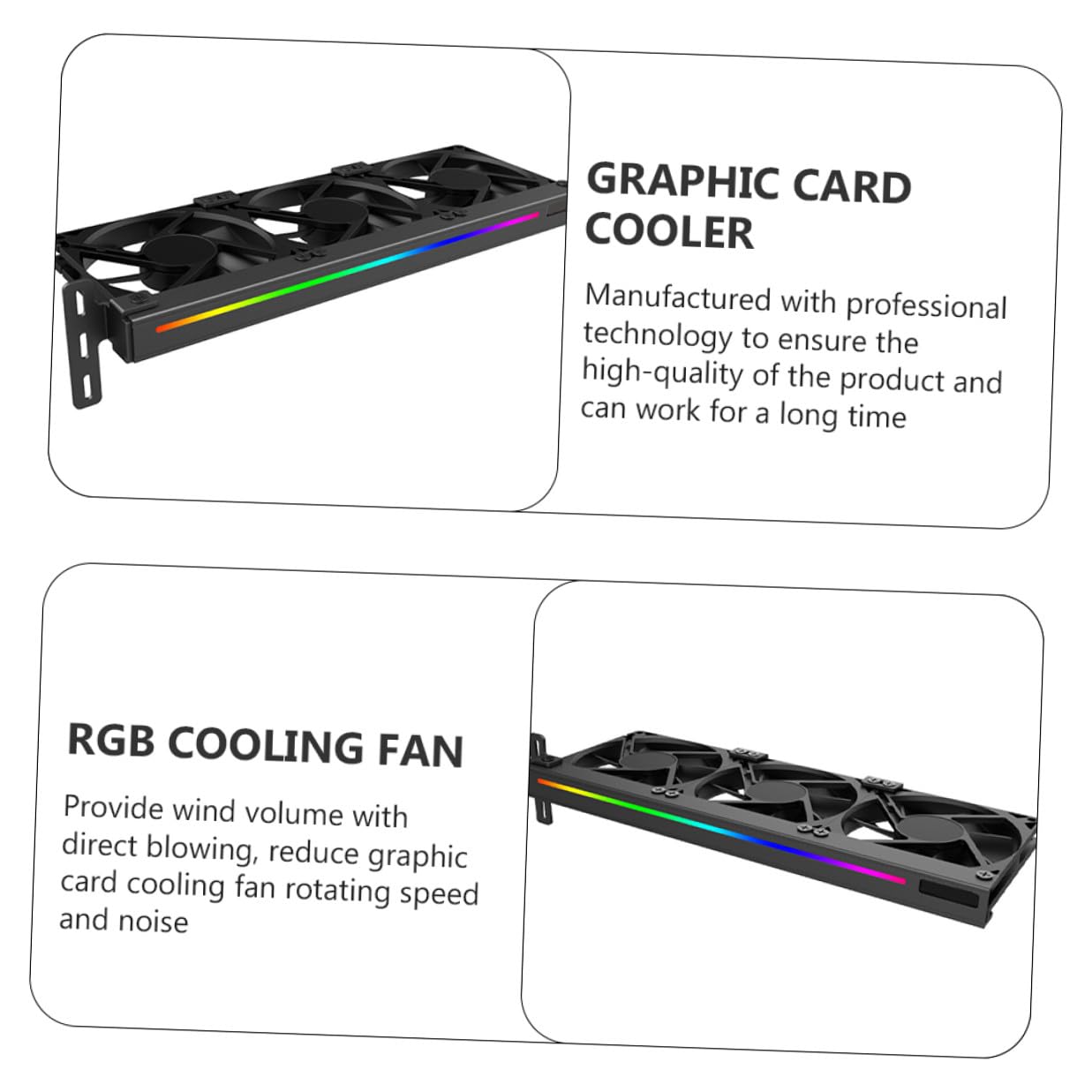 Argb 3-pin Graphics Card Cooling Fan, Silent Pci Video Card Cooler Accessory for Desktop Pcs, Small Size Computer Cooling Fan with RGB Lighting for Gaming and Workstation Use