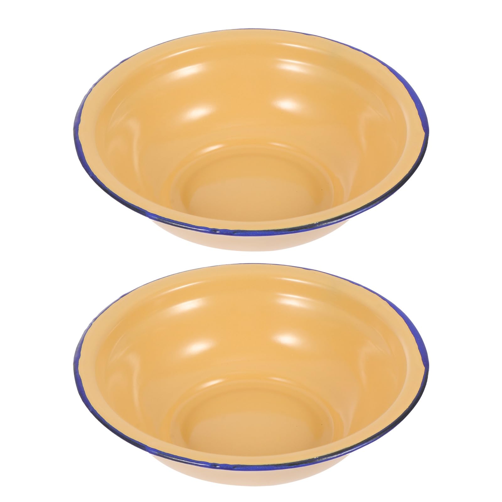 Bassines à soupe en émail 28 cm assiettes creuses vintage jaunes
