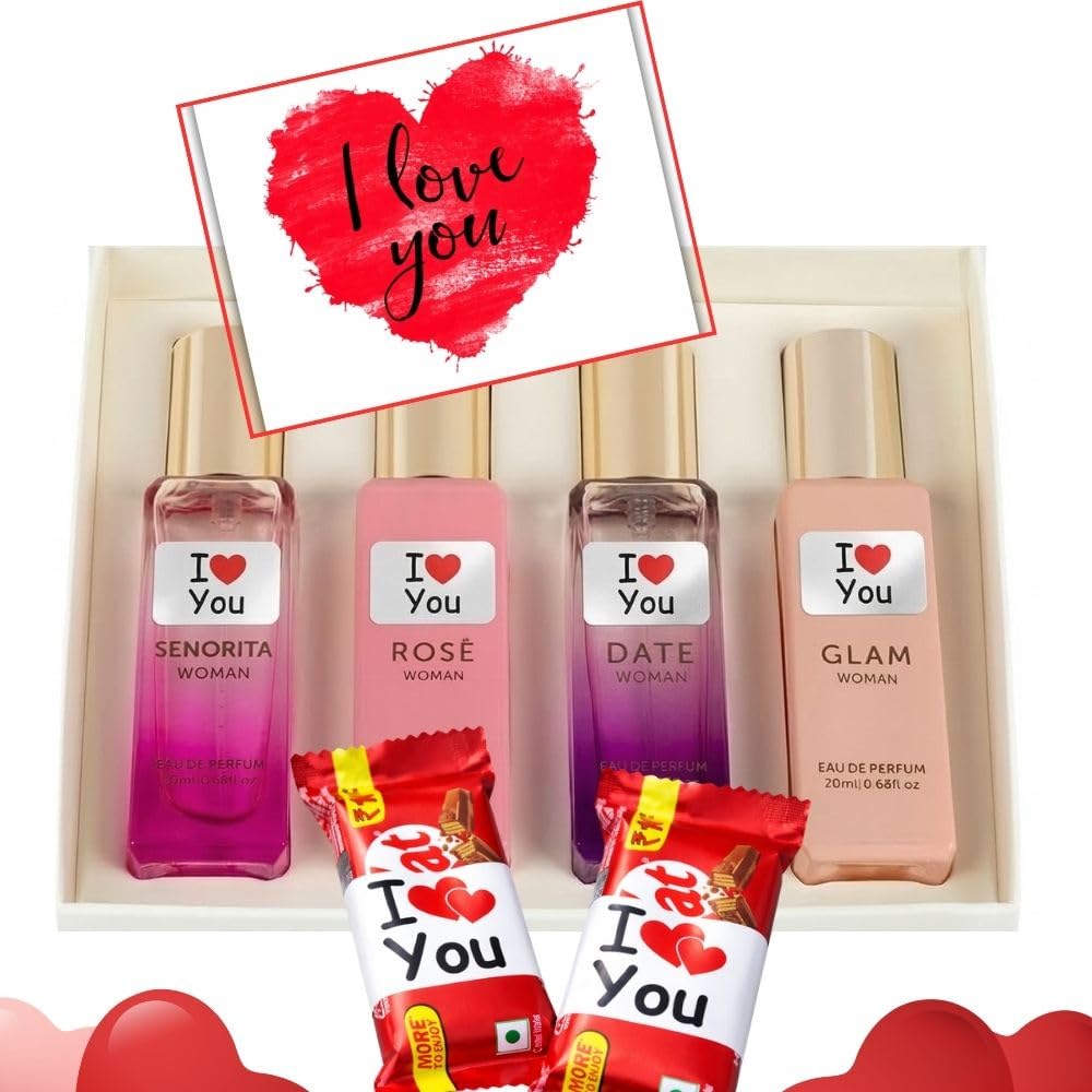 Perfume Gift Set with Chocolates & I Love You Card | Romantic Gift Combo for Women | Perfume Chocolate Gift Combo for Women | I Love You Card Romantic Gift Set-image-8