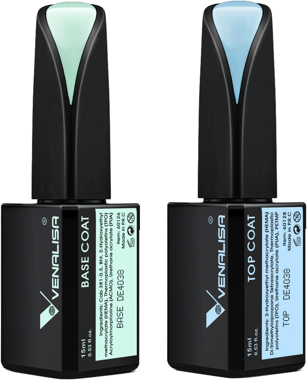 VENALISA 15ml Gel Nail Polish from BELLE GAGA Color Soak Off UV LED Nail Gel Polish Nail Art Starter Manicure Salon DIY at Home, 0.53 OZ (Base & Top)