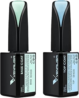 VENALISA 2 Pcs 15ml Gel Nail Ploish Base and Top Coat Set, No Wipe Gel Top Coat Gel Polish, High Gloss Long Lasting Temper...