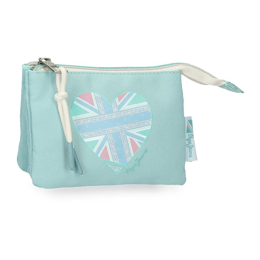 Pepe Jeans Nerea Purse Three Compartments Blue 14x10x3.5 cms Polyester