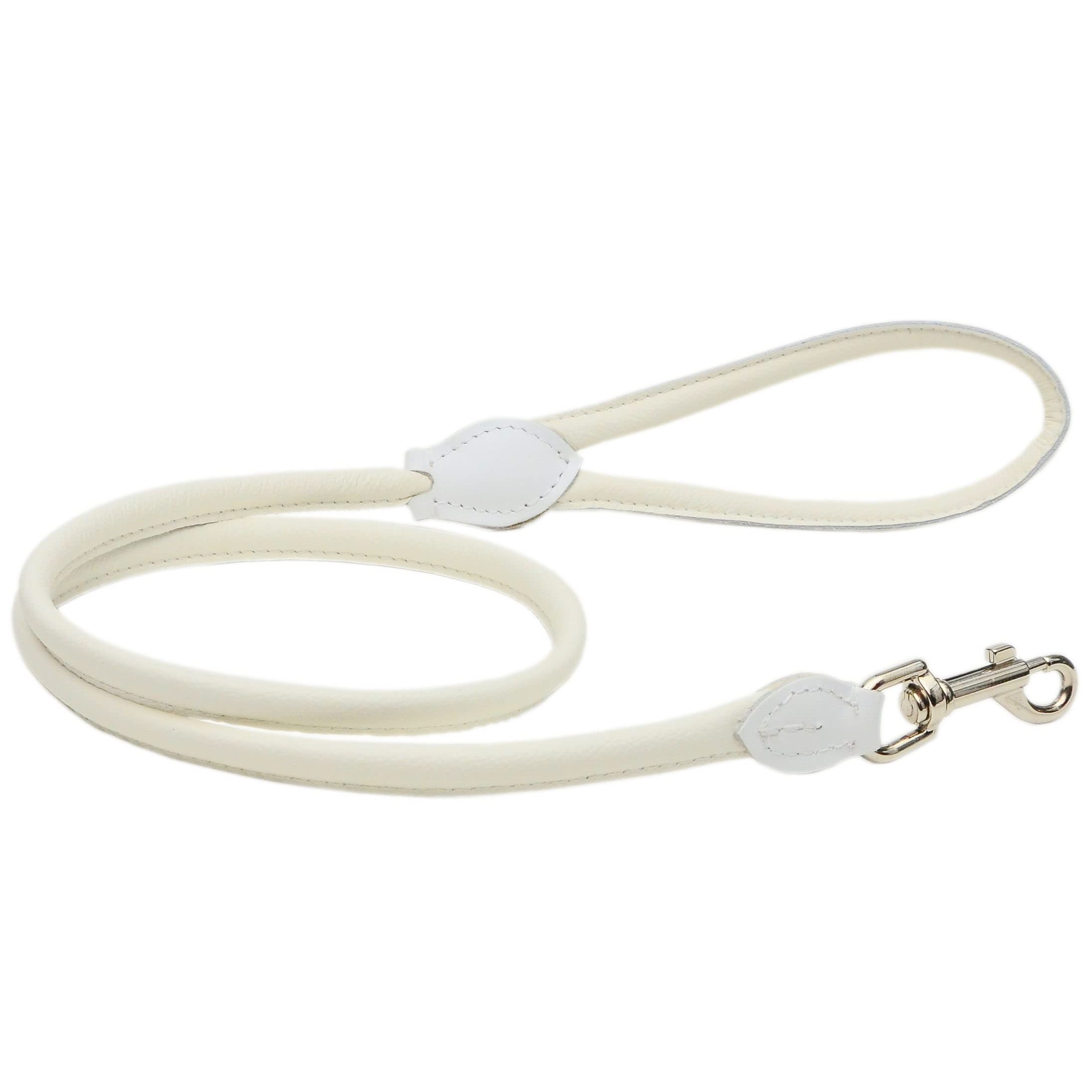 WHITE Real Soft Leather Rolled Dod Lead HandMade Colorful (10mm/120cm)