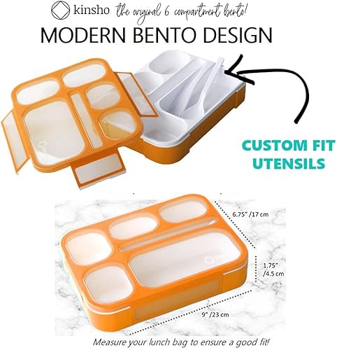 Miniatura 3 de Set de lonchera Bento con bolsa y con bolsa para hielo. Lonchera para la comida de niños o adultos. 6 compartimentos para comida a prueba de fugas,
