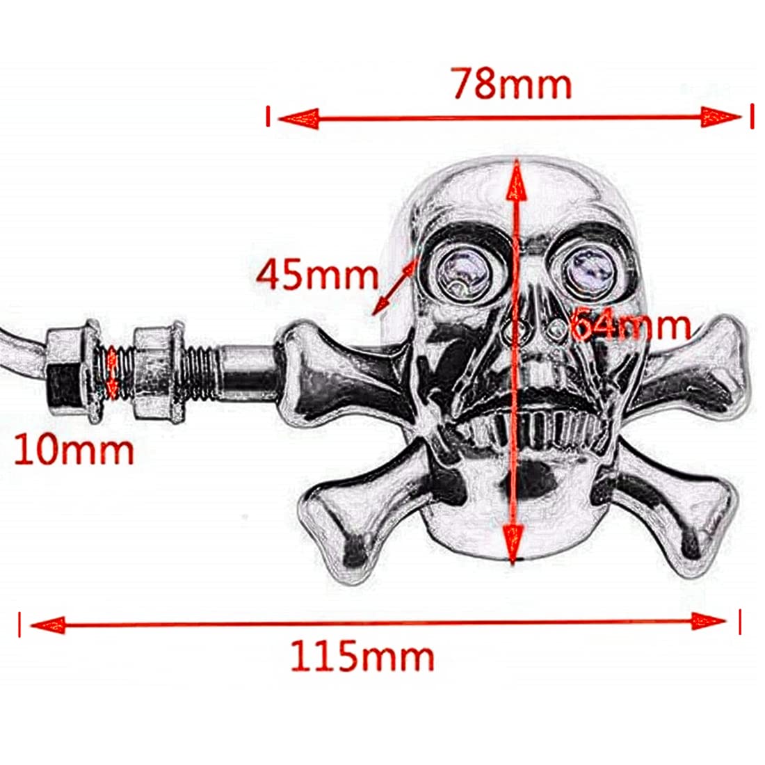 RUSIHO Motorcycle Skull LED Turn Signals Ghost Hand Blinker Indicator Lights Cruiser Chopper Touring (Chrome)