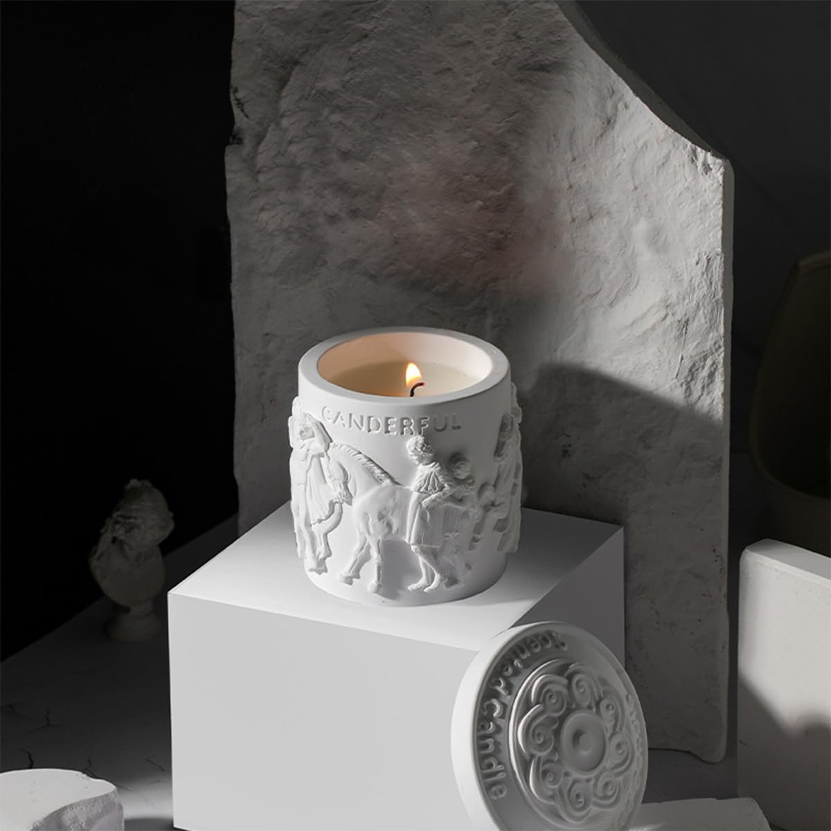 Luxury Scented Candle Natural Wax Candle for Home Scented, Roman Sculpture Plaster Aromatherapy Candle, Smoke-free Cologne Wick Candle Gift 25h Long Lasting for Women Birthday Bath Yoga Wedding Decor