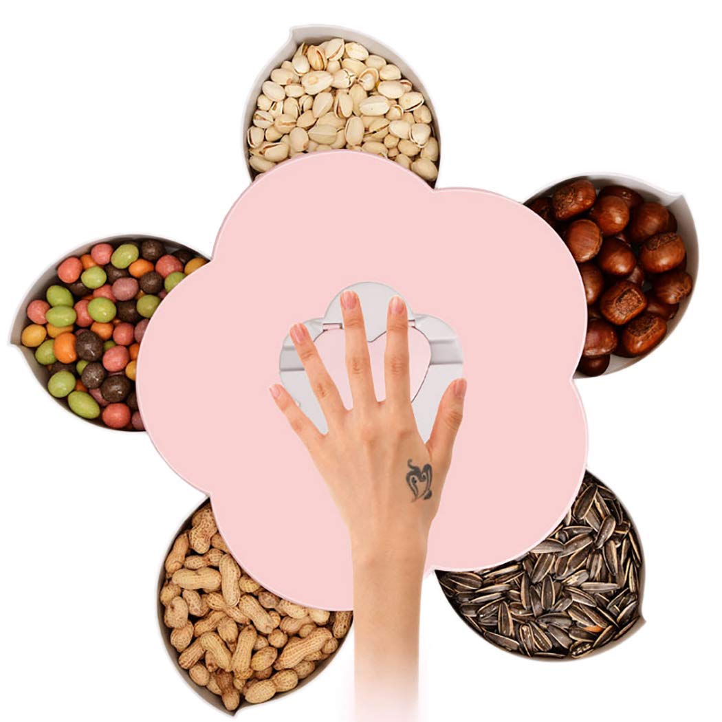 7Seas Five Compartments Flower Candy Box Serving Rotating Tray Dry Fruit, Candy, Chocolate, Snacks Storage Box Flower Shaped Candy Box Serving Beautiful Rotating Tray Container(1Pcs)(Multicolor) 1