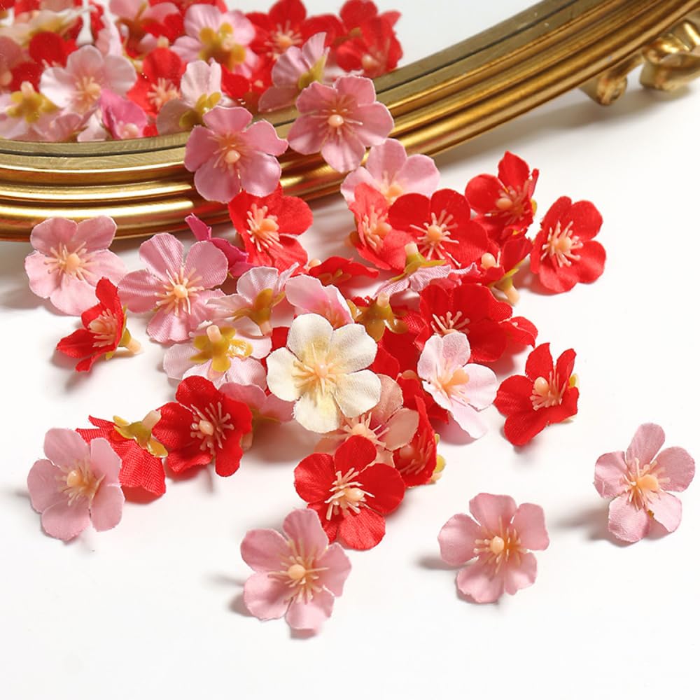 50 Fiori Artificiali Di Ciliegio – Mini Teste In Seta 2,5 Cm – Rosa Chiaro – Per Decorazioni Fai Da Te