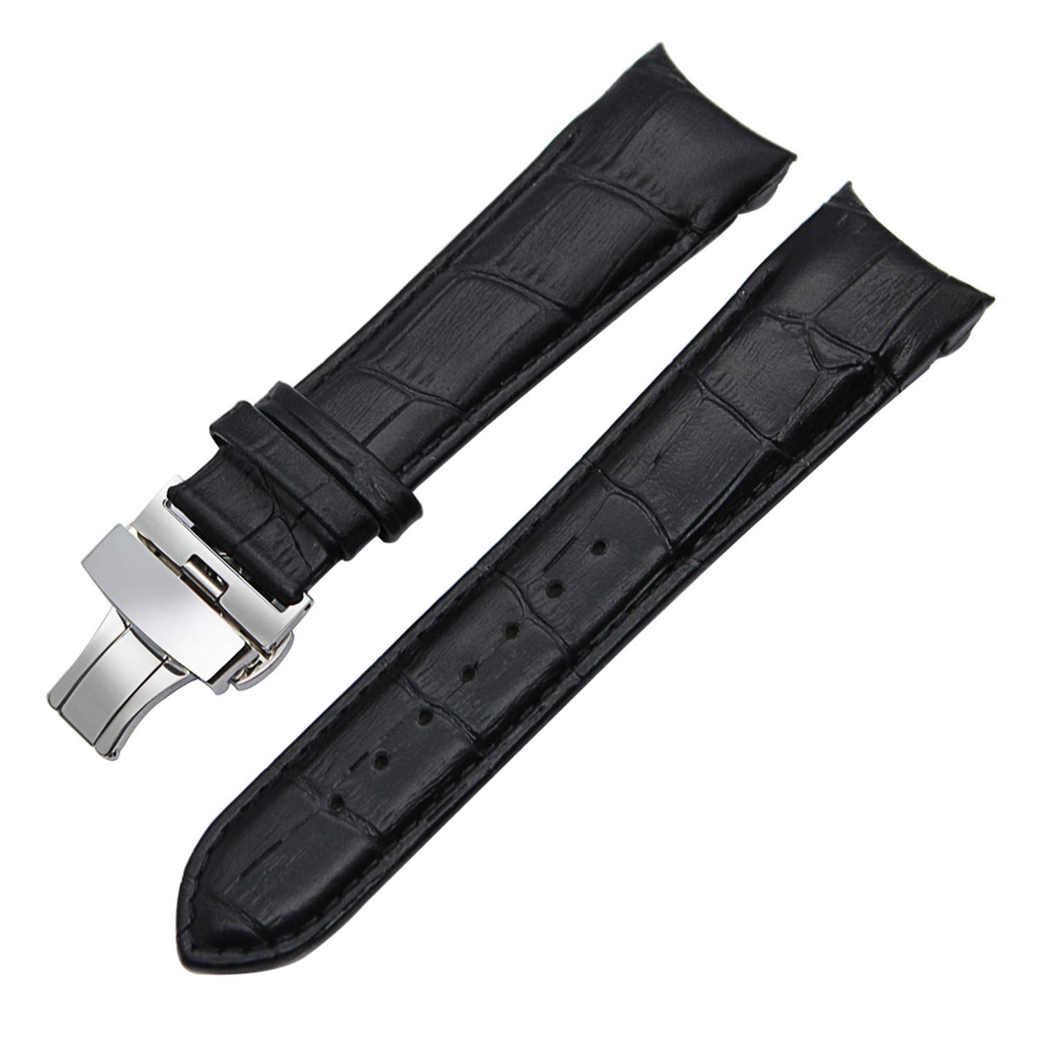 Reveryml Curved End Genuine Calf Leather Watchband for T035 Couturier Watch Band Butterfly Buckle Strap Wrist Bracelet 22Mm 23Mm 24Mm