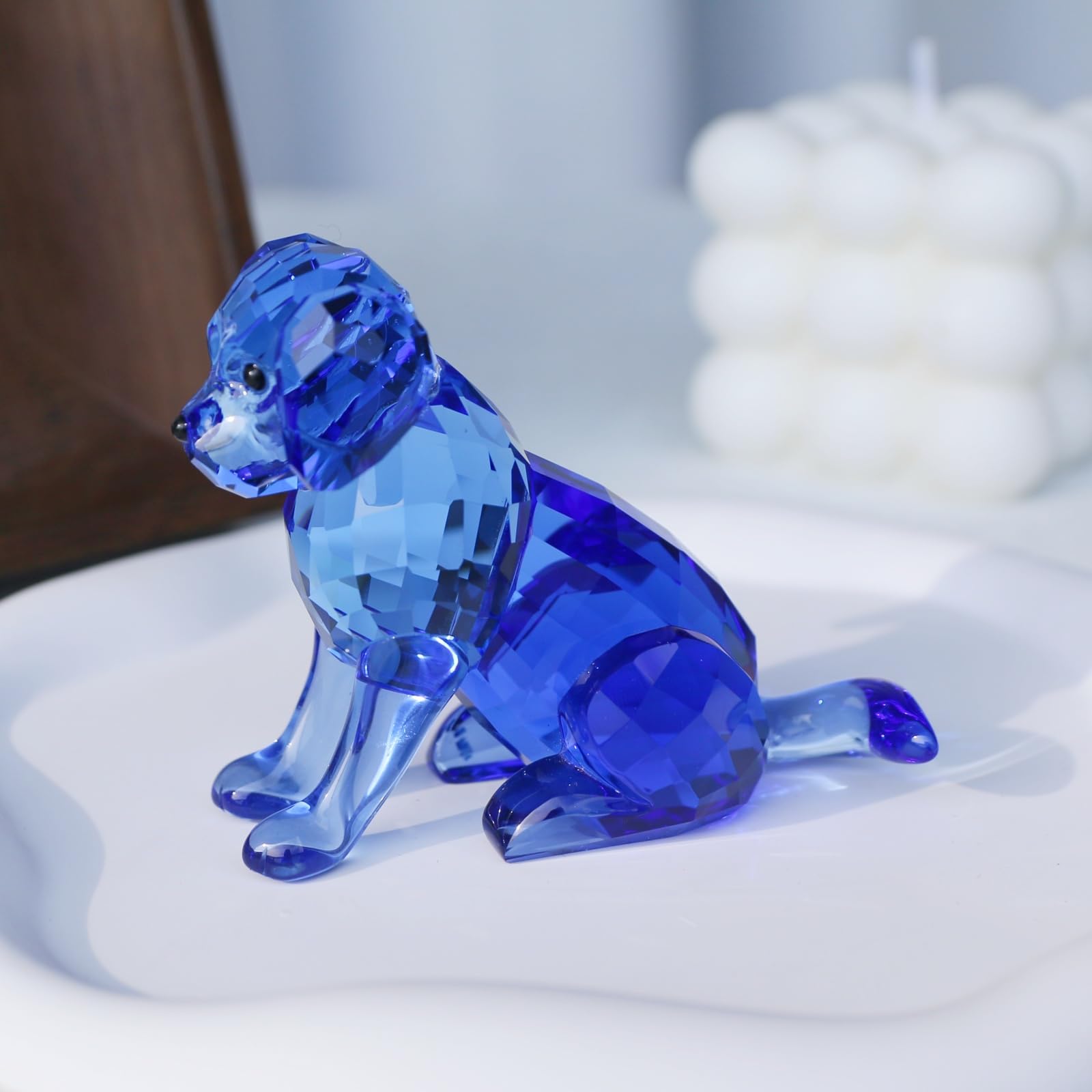 DECRZPB Handgefertigte Kristallglas Figur - Rosa Hund Skulptur Für Heimdekoration & Geschenk