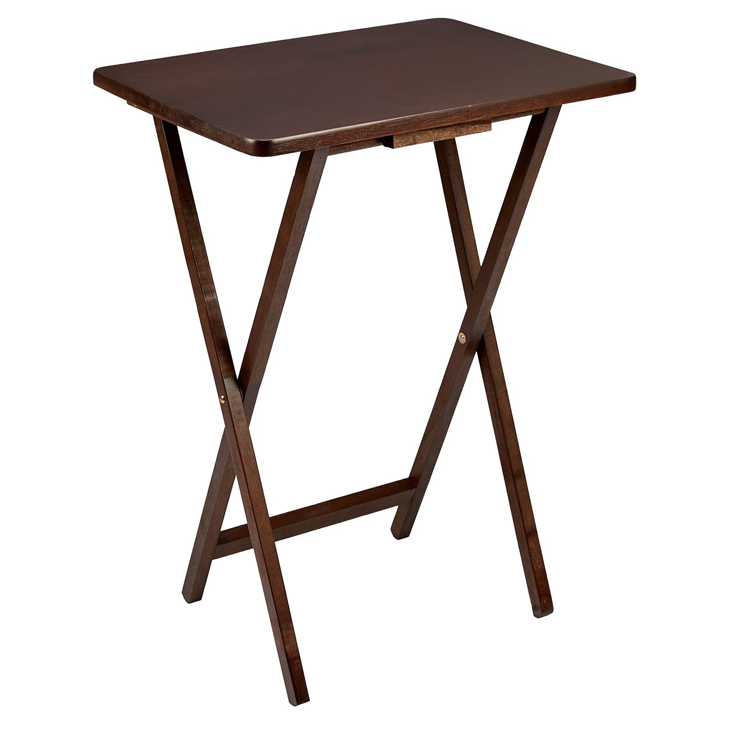Unibos Indoor &Outdoor Tea Coffee Snacks Garden Camping TV Laptop Portable Folding Sturdy and Durable Rubber Wood Table (Dark Walnut)