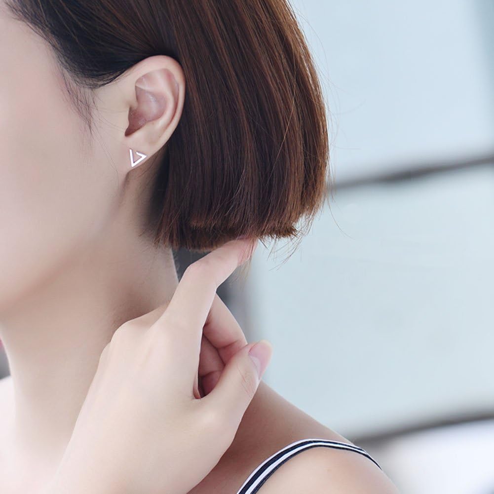Minimalism Hollow Triangle Earrings Sterling Silver Stud Earrings Everyday Wear - Image 2