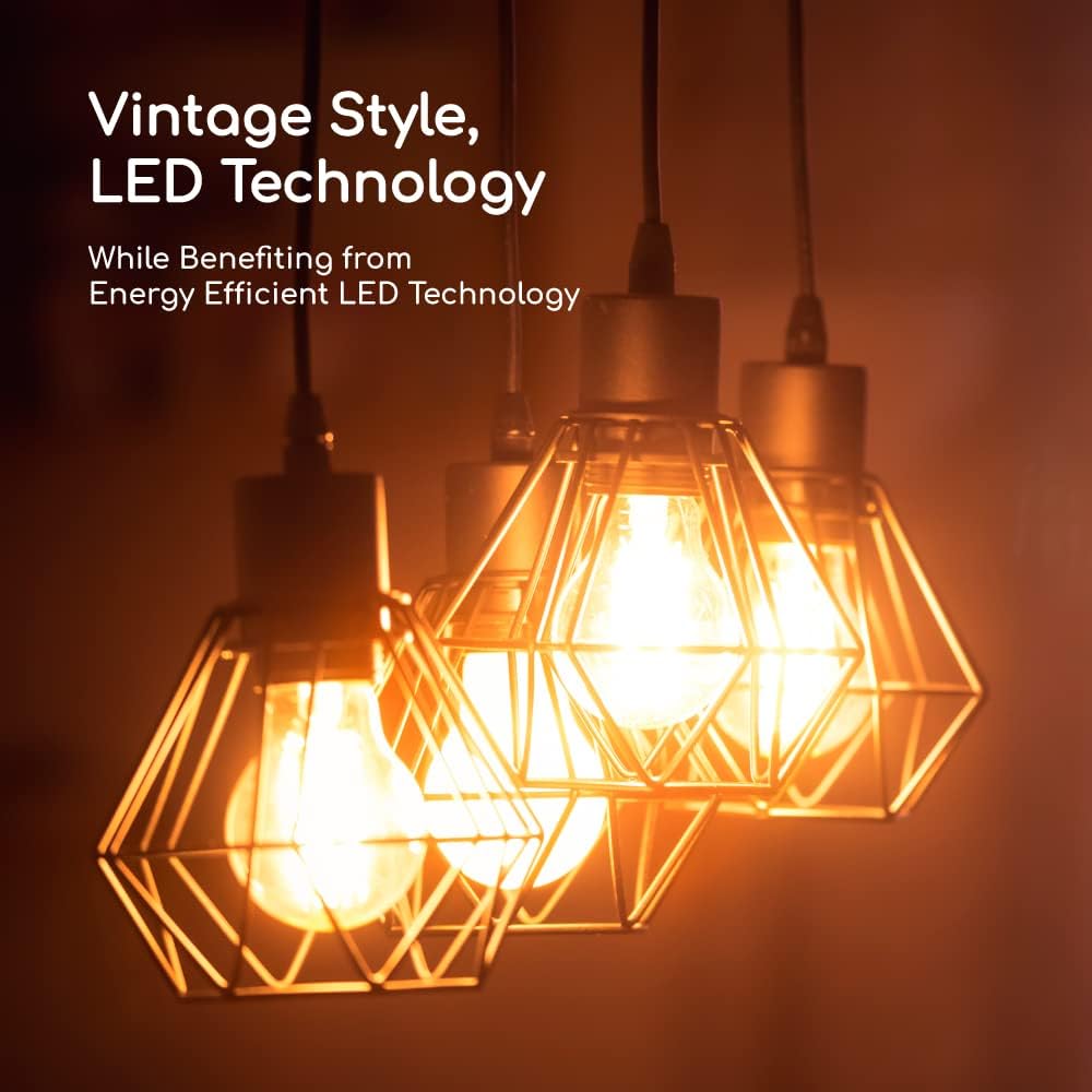 Euri Lighting VA15-3020ea-4 Dimmable LED A15, 4.5W (25W Equiv.) 360lm, 80 CRI, Amber Glass, Warm White (2200K), 320° Beam Angle, E26, Wet Rated, UL, E-Star 3YR 15K HR WTY, 4-Pack