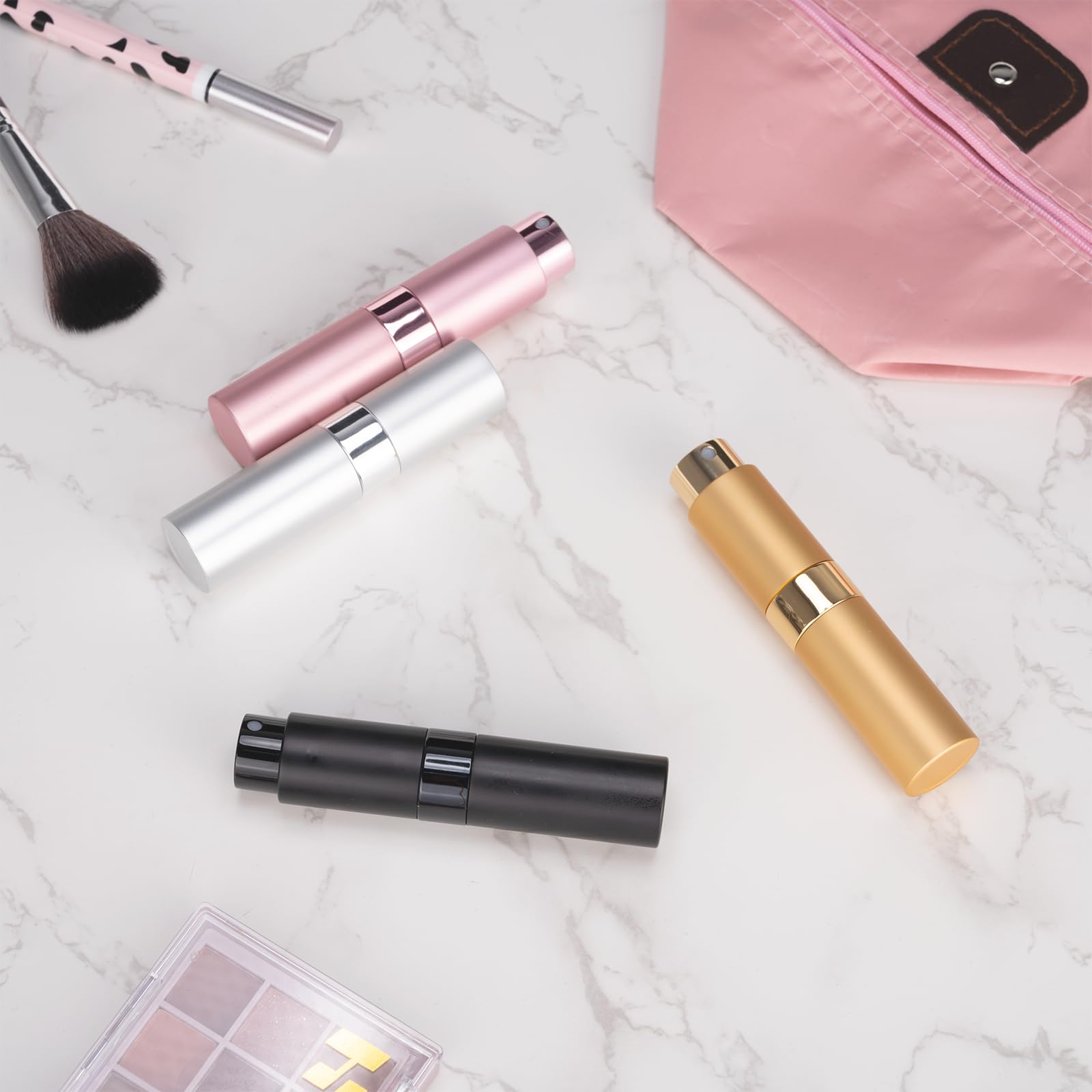 Kiperline 4 sztuki rozpylaczy do perfum, 8 ml, mini butelki na perfumy, do ponownego napełniania, przenośne butelki z rozpylaczem, na podróż