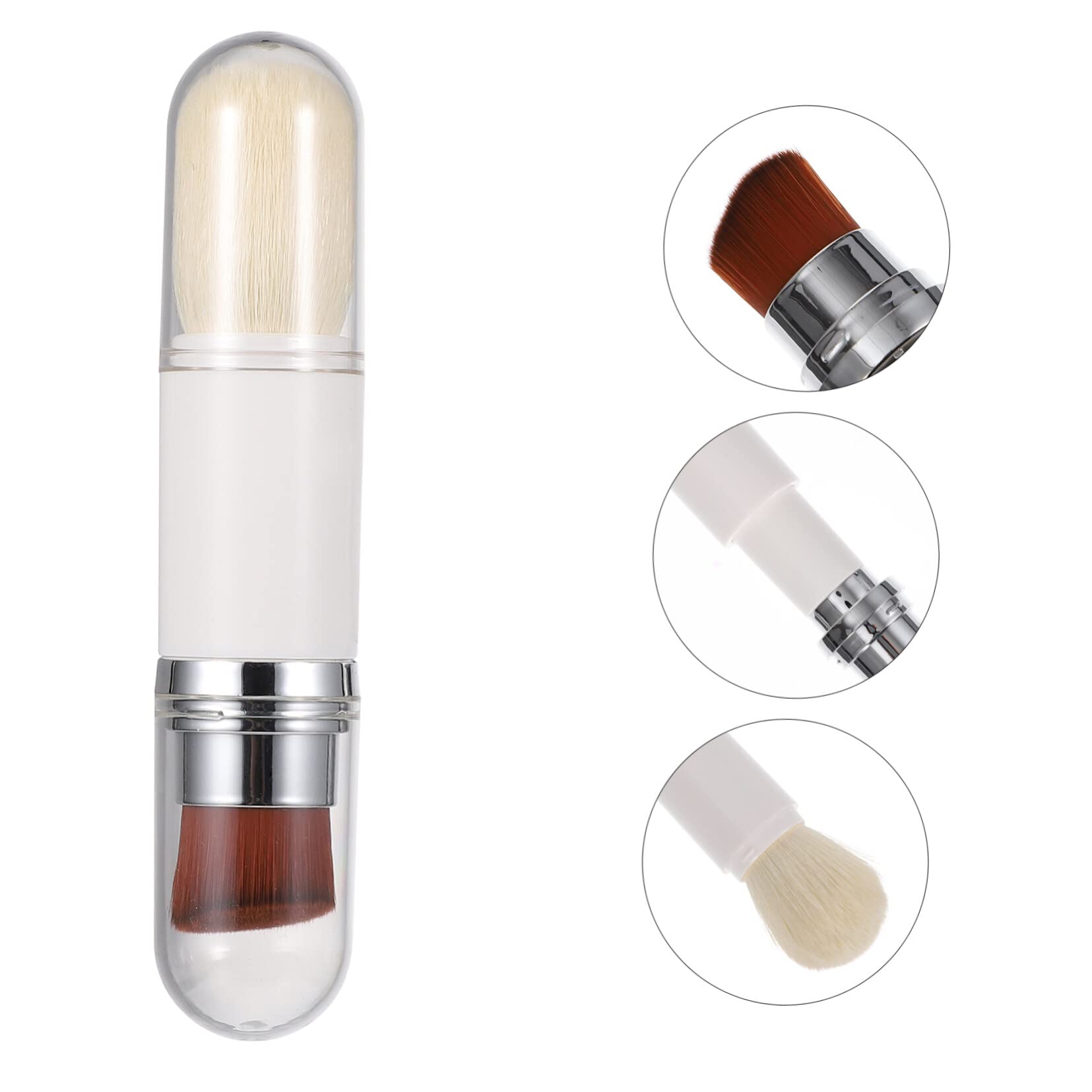 FRCOLOR 3pezzi Pennello Fondotinta Retrattile Doppia Testa Spazzola Per Blush e Cipria Strumento Makeup Per Applicazione Facile e Precisa