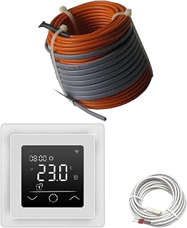 Elektrische Fußbodenheizung HoWaTech Profi Komplett Set TWIN Heizdraht 12 W/m inkl. Thermostat WLAN WIFI Touch weiß, Länge & Fläche:4-8.5m²