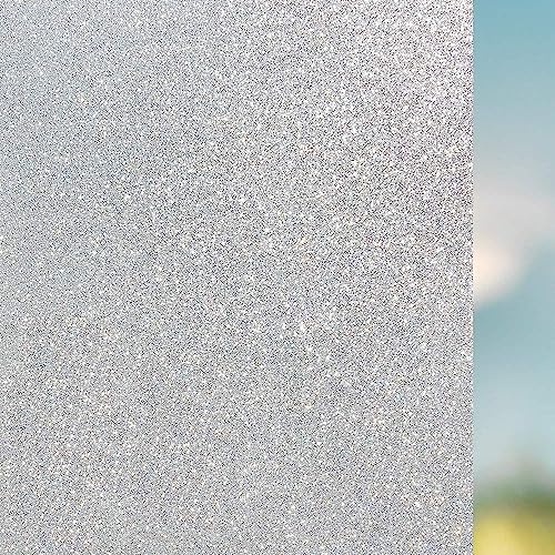 Finnez White Window Film Privacy Film Frosted Glass Electrostatic Self-Adhesive Privacy Protection Window Stickers Anti-Uv For Home Living Room Bedroom (35.4" X 78.7") #TOP14