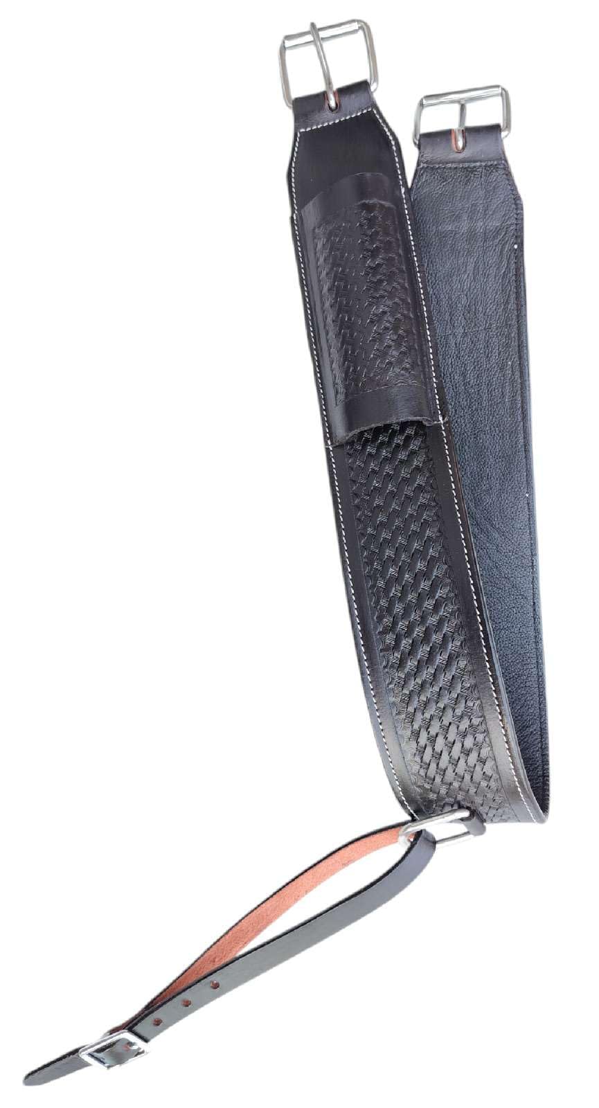 WEMBILS Western Leather Horse Roper Back Cinch Billets,Girth Saddle Billets Tack,Handcrafted Flank Saddle Cinch (Black,40 Inch)