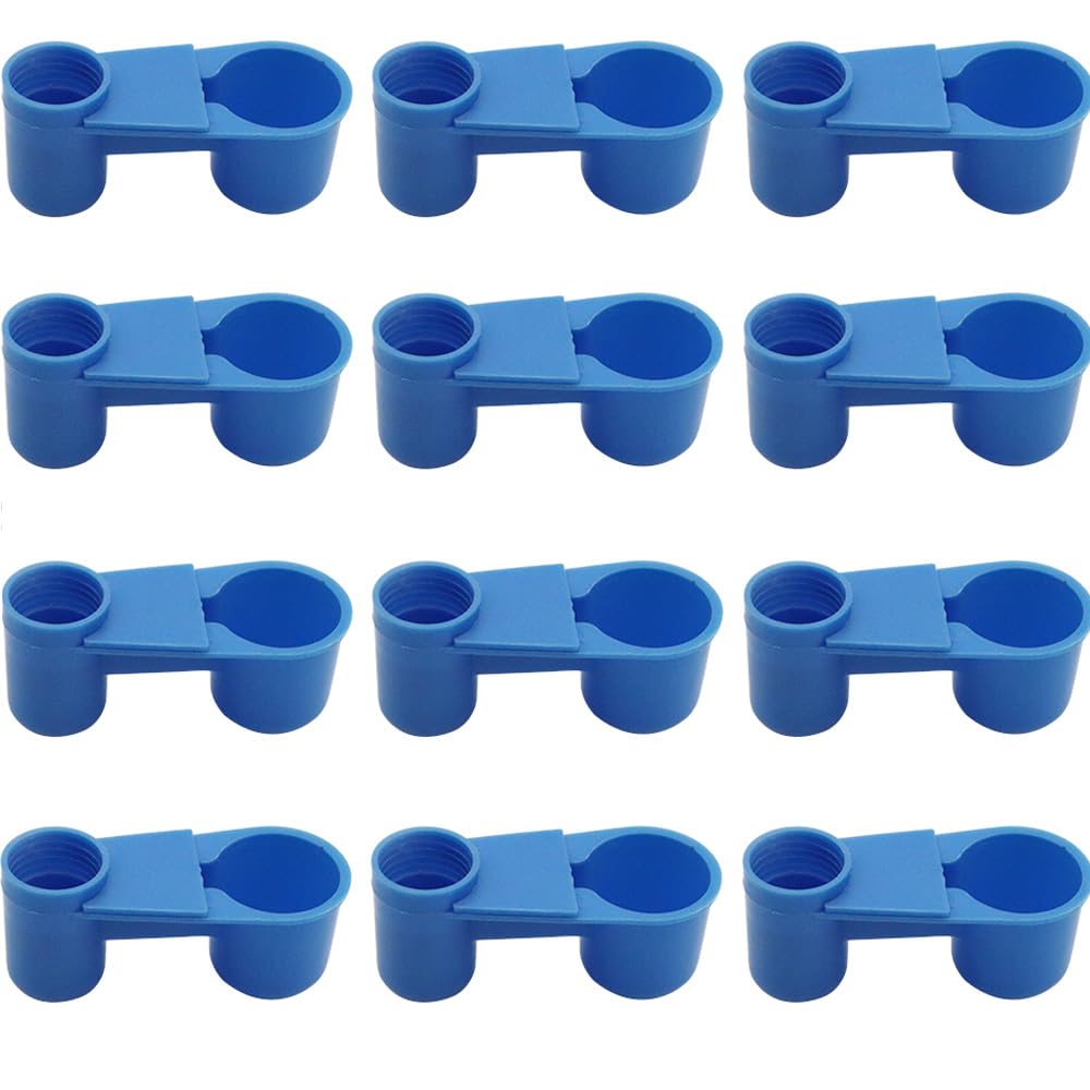 12Pcs Automatic Bird Drinker Feeder Plastic Soda Pop Water Bottle Cup or Pigeons Parrot Chicken Feeder Poultry Cage Cup Supplies (Blue)
