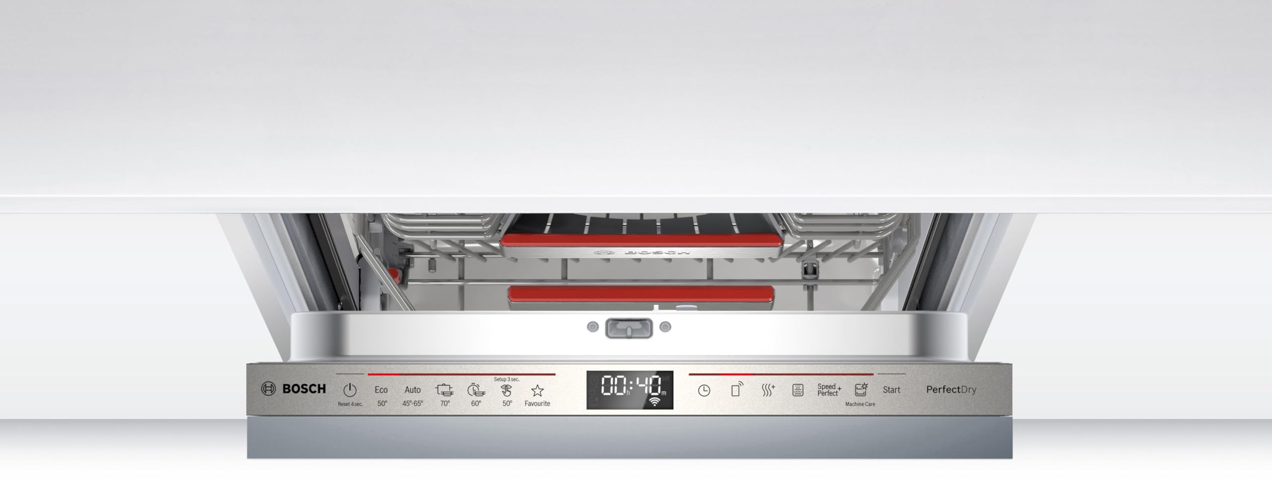 Bosch SPV6ZMX17E Serie 6, Geschirrspüler 45 cm vollintegrierbar, DuoPower - intensive Reinigung, PerfectDry - extra trockenes Geschirr, Smart Start, Besteckschublade, Time Light, Extra Leise