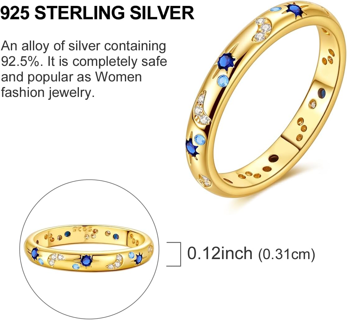 Hapour 925 Sterling Silver Ring for Women,Eternity Gorgeous Rings Stackable Rings for Women as Gifts Ring Size 4-10 - Image 5