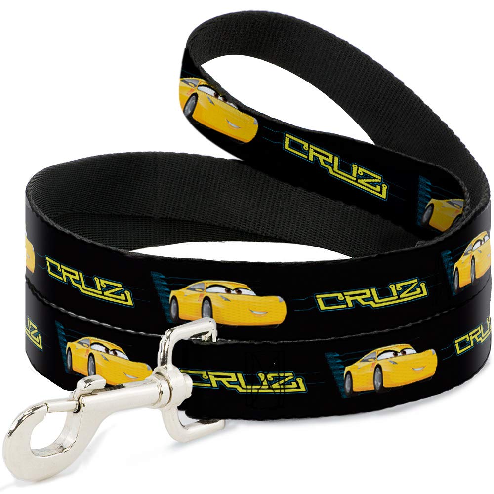 Correa para perro Cars 3 de Buckle-Down en negro y azul ajustable para paseos seguros de mascotas