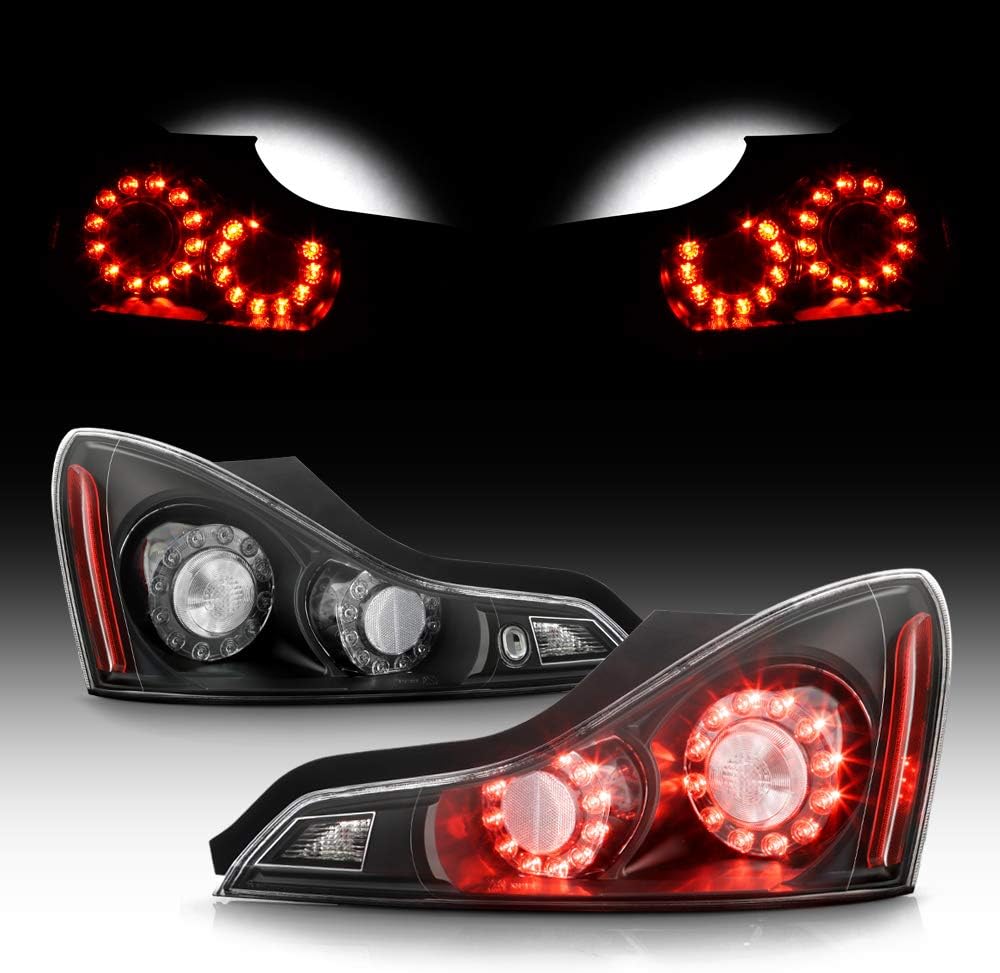 2008-2015 Infiniti G37 / Q60 Coupe Black Housing 3D LED Tube Tail Lights