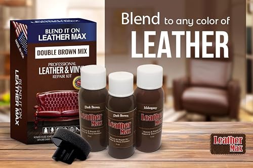 Leather Max Quick Blend Refinish and Repair Kit Dark Brown, Restore Couches, Recolor Furniture & Repair Car Seats, Sofa, Boots 3 Color Shades to Blend with Leather, Vinyl, Bonded (Bold Dark Browns)