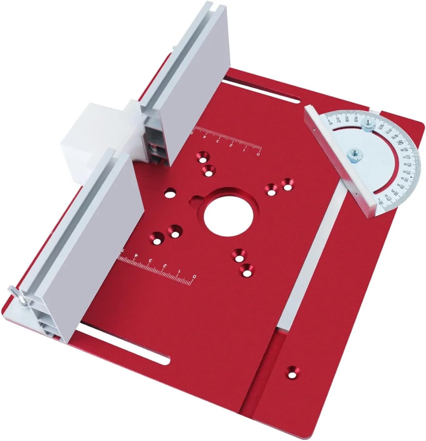 Woodworking Router Lift Kit - Aluminum Router Table Insert Plate W/Miter Gauge Guide and Bracket for 65mm Diameter Motors(Blue Plate Set)