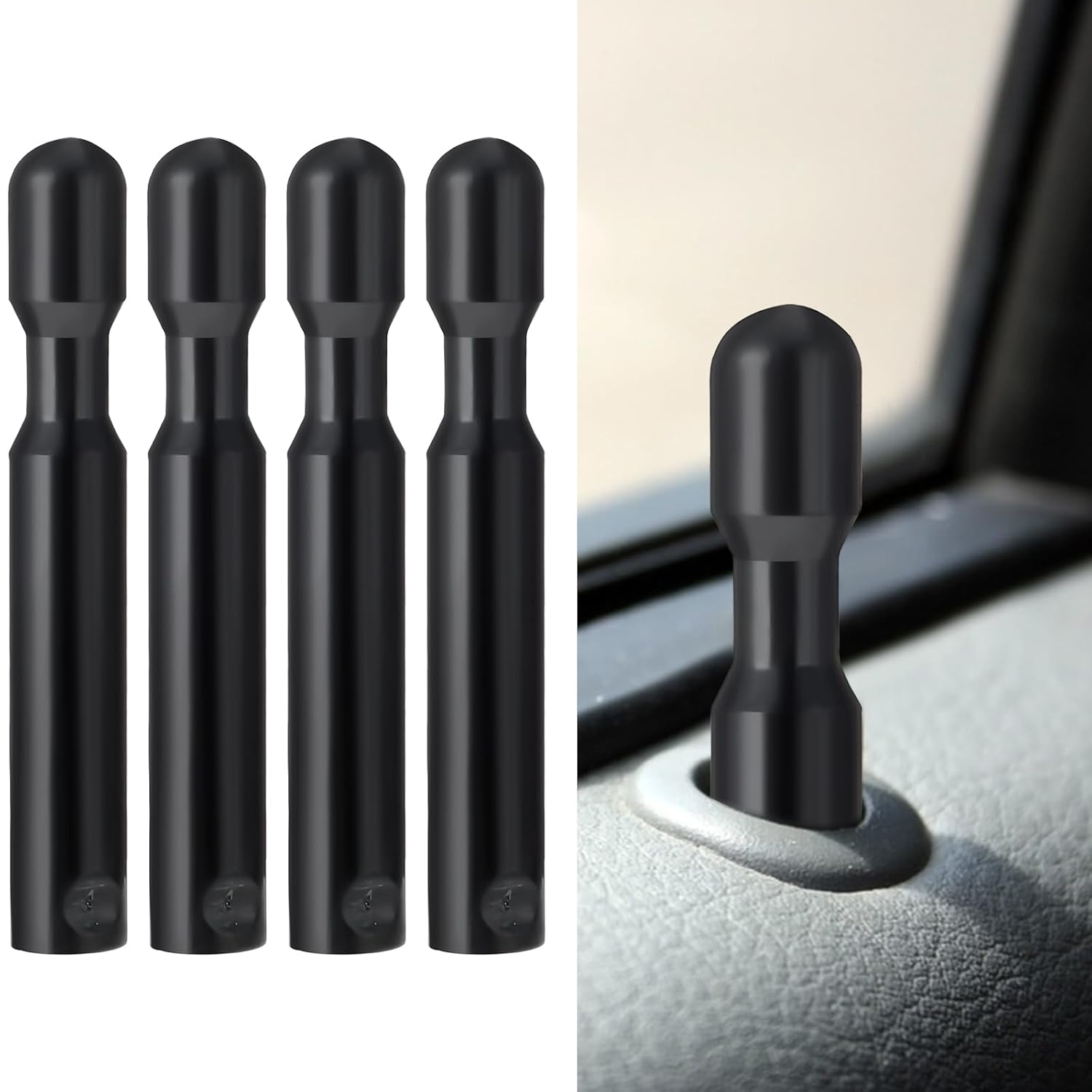 4Pcs Car Door Lock Knobs, Auto Interior Door Lock Bolt Pin Covers for F-150, Black Door Control Post Pull Pins Replacement Parts, Vehicle Inner Accessories for Most Cars (5421850-A)