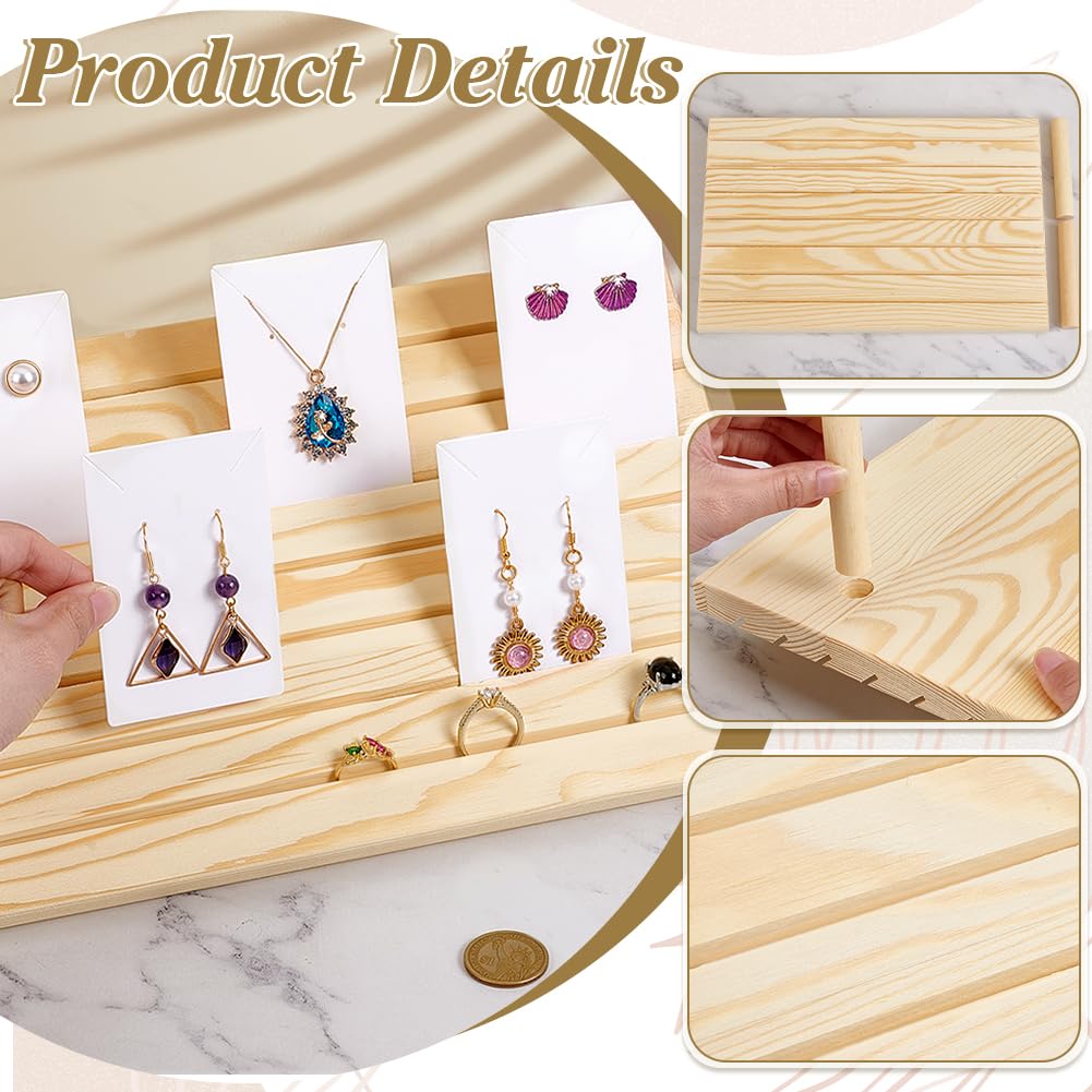 PH PandaHall 4 Set Espositore per Orecchini in Legno Porta Biglietti da Visita Vassoio Porta Gioielli per Esposizione Orecchini Gioielli da Tavolo, 29x17cm
