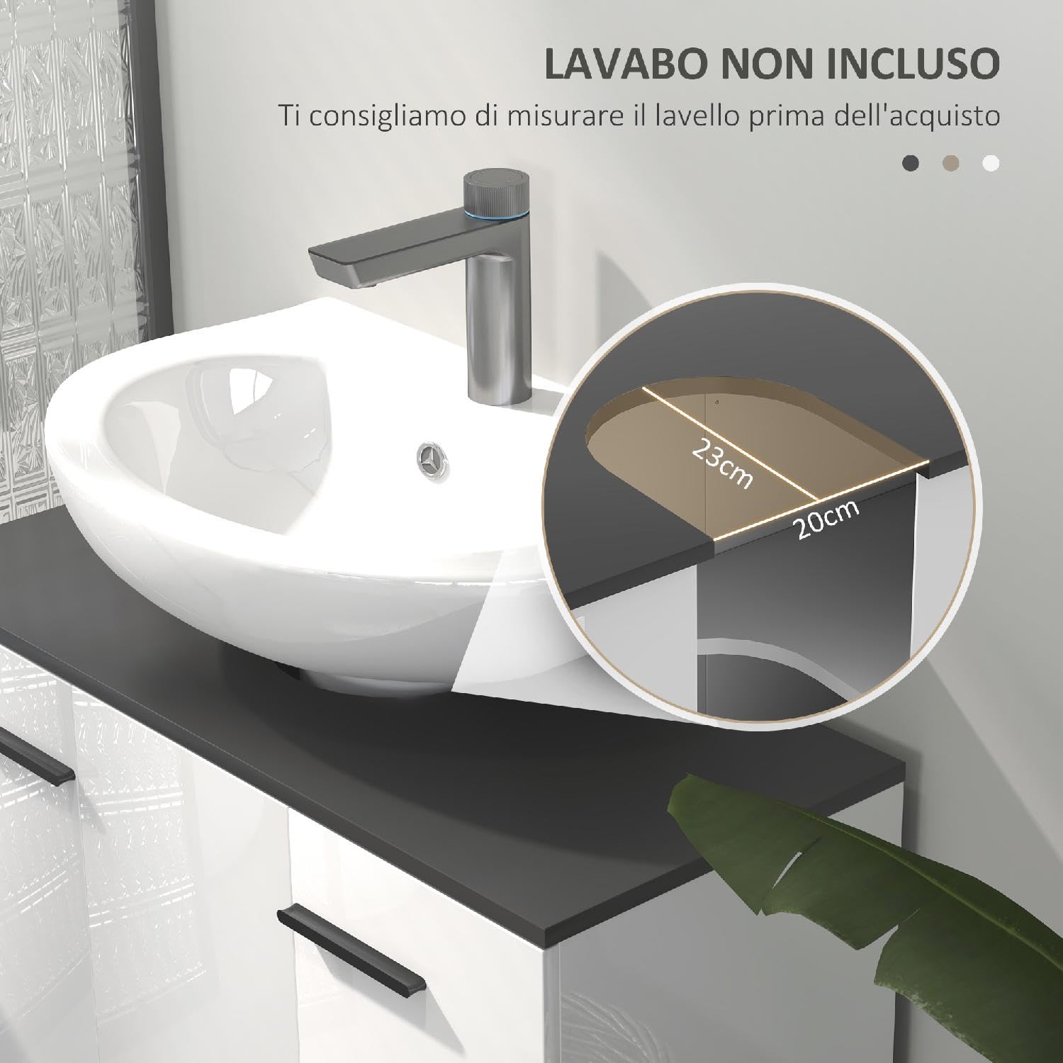 Mobile Sottolavabo per Bagno con Armadietto 2 Ante e Ripiano Regolabile 80x34x60 cm Bianco Lucido