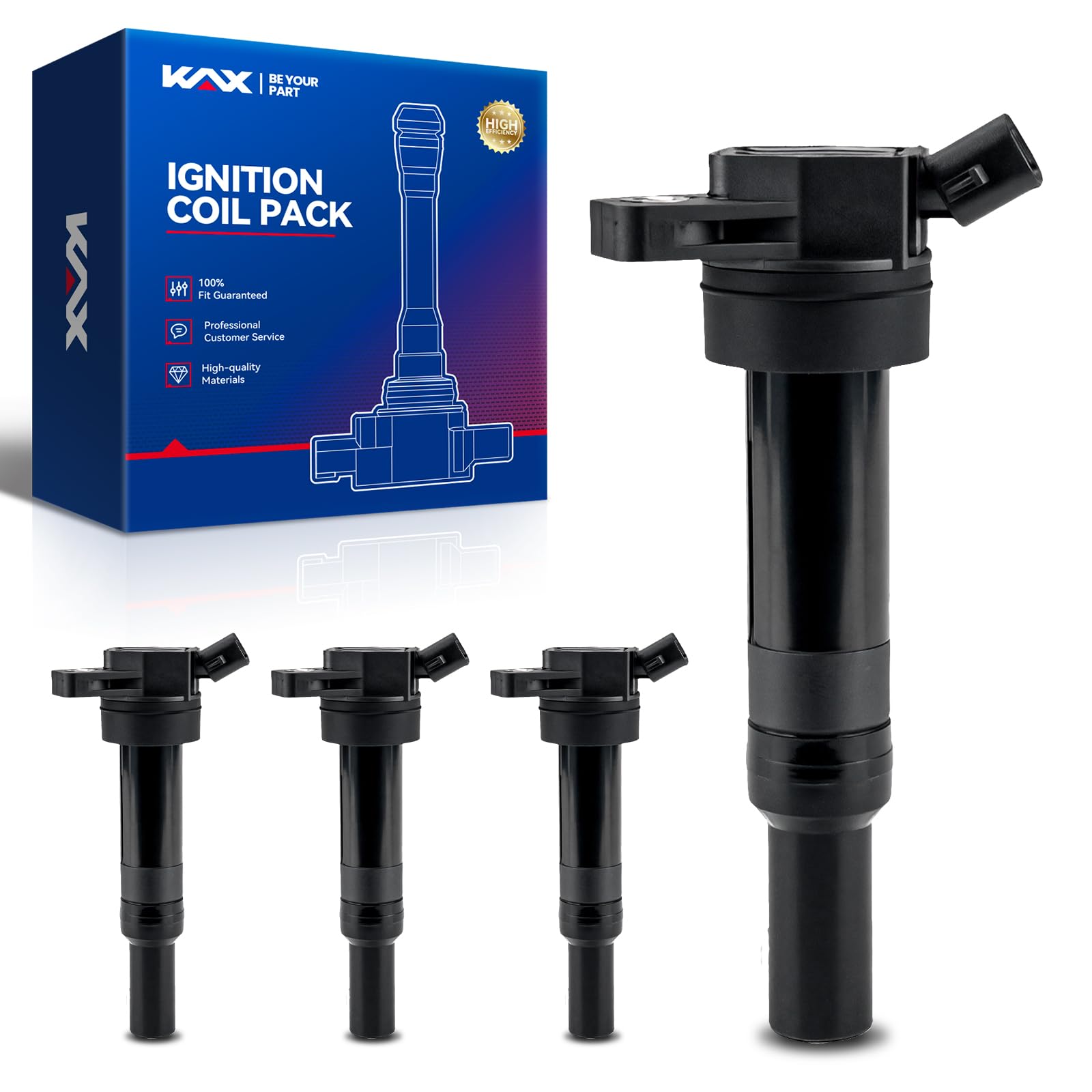 KAX 4 Pcs UF651 Engine Ignition Coil Packs Fit for Hyundai Elantra, Elantra Coupe, Elantra GT, Tucson, for Kia Forte, Forte Koup, Forte5, Soul, L4