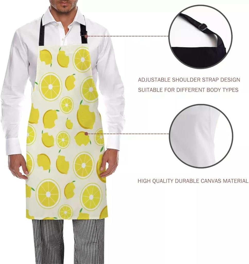Lemon Yellow Aprons for Women Men Kid Cooking Baking Apron Kitchen Utility Equipment Accessories