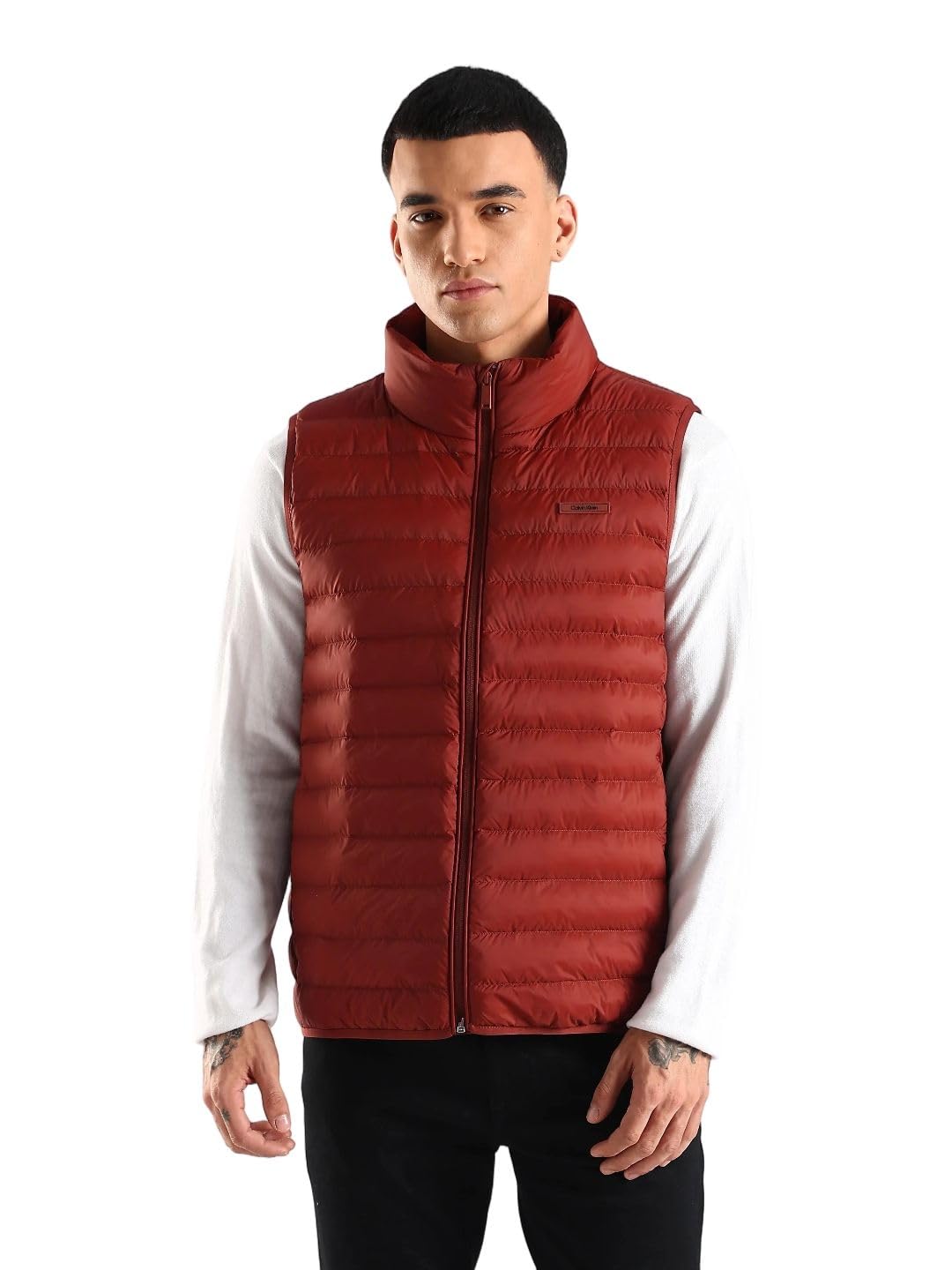 Solid regular fit nylon jacket-image-6