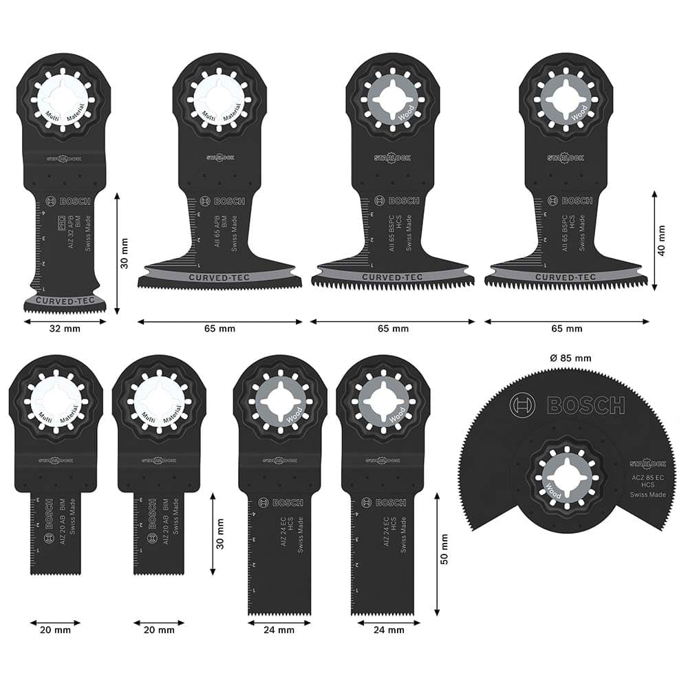Bosch 9x Set di lame per legno e metallo tenero (per Metalli non ferrosi, Pannelli rivestiti in plastica, 134 x 104 mm, Professional Accessorio Utensile multifunzione)