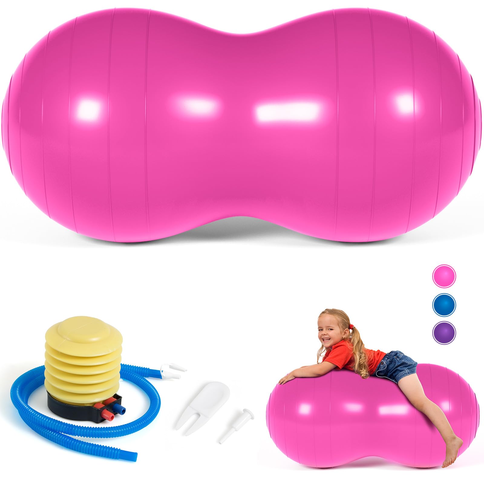 DASKING Yoga Ball Gymnastikball Sitzball und Fitnessball Pilatesball Yoga Erdnussball Peanut Ball 90 x 45 cm