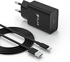 18 W USB Charger with Charging Cable USB C 2 m for Samsung Galaxy A14/A13/A15/A12 4G, 5G/S10/S9/S8/A32/A21S/A53/S23/S22/S21, Xiaomi, Huawei, Quick Charge 3.0 Quick Charger USB C Charger Adapter Socket