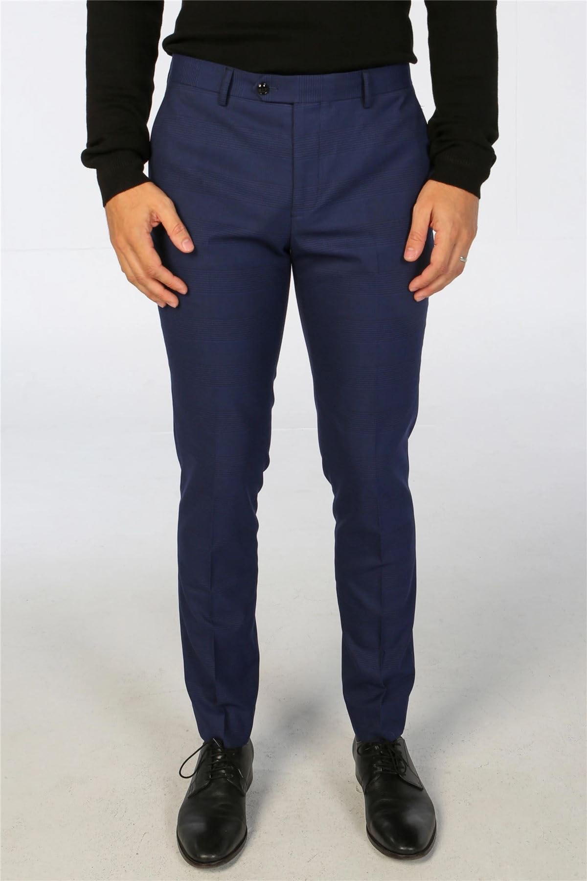 Abito da uomo blu navy 3 pezzi a quadri su misura abito formale