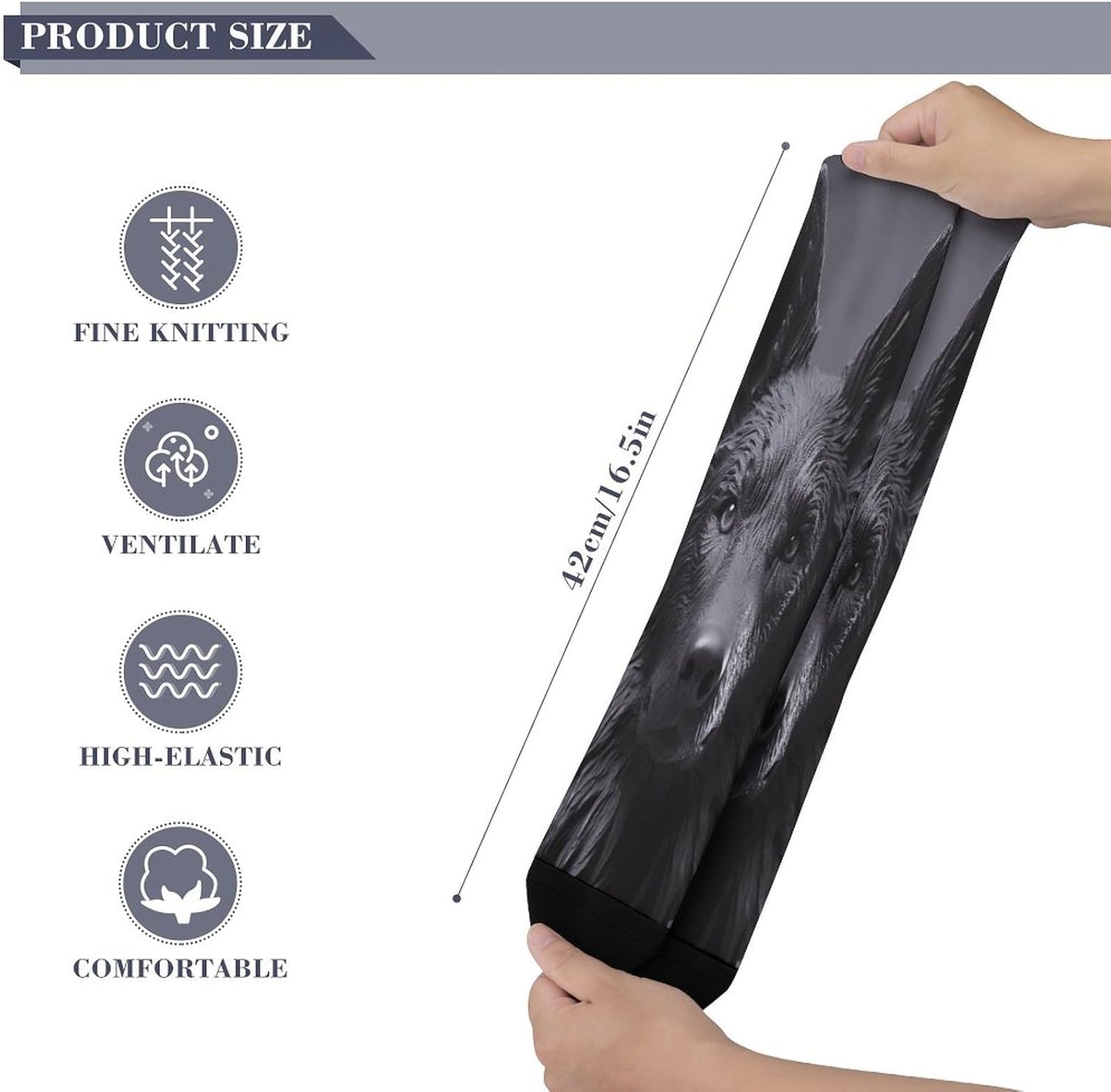 Black German Shepherd Compression Sock Circulation Support Socks Lightweight Knee High Tube Sock Over-The-Calf Sock for Adult