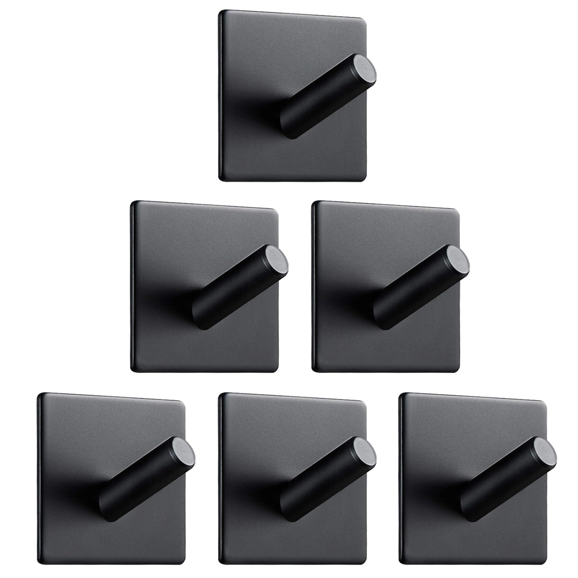 JOYIT Towel Holder No Drilling 6 Pieces Adhesive Hooks Black Hooks Self-Adhesive Adhesive Hooks Extra Strong for Bathroom and Kitchen