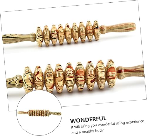 Miniatura 9 de POPETPOP Rodillo masajeador abdominal de mano de nueve ruedas de madera, herramienta de alivio muscular multifunción para terapia corporal, masaje