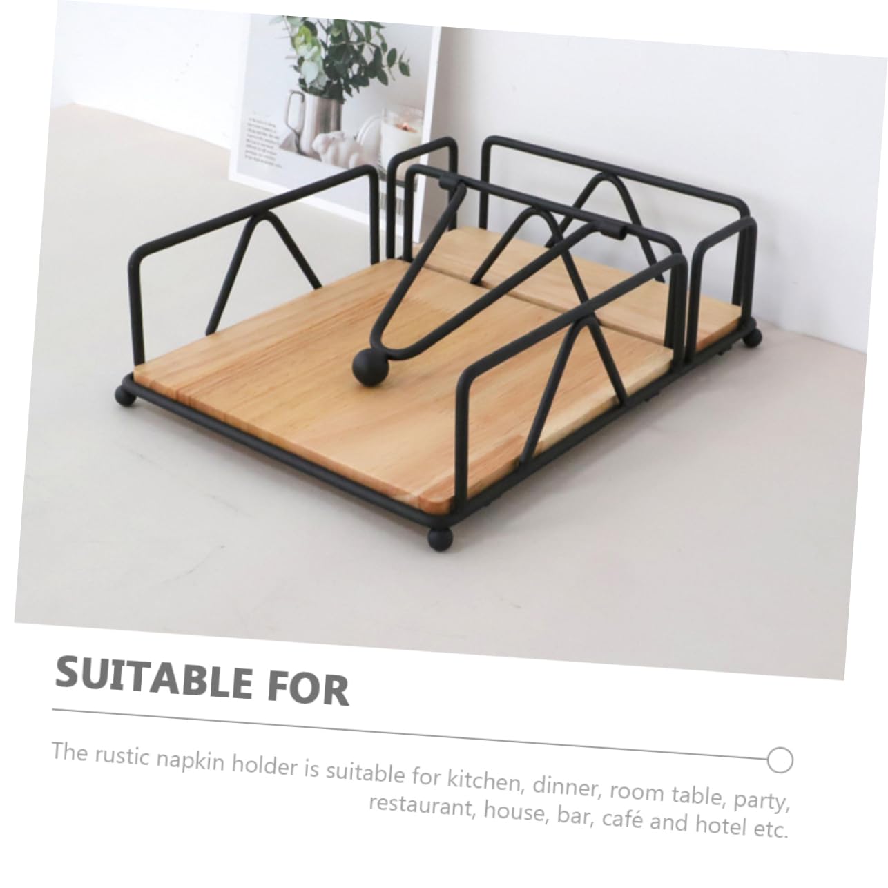 Gatuida Porta Servilletas Mesa Negro Rústico con Base de Hierro Dispensador Práctico para Cocina Comedor Cafetería y Restaurante Organizador para Servilletas Estándar