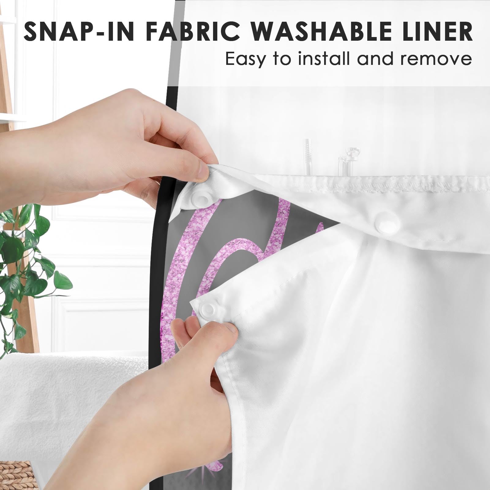 Culudea Duschvorhang Ohne Haken – 180x188 Cm, Wasserdicht, Mit Abnehmbarem Innenfutter & Netzfenster