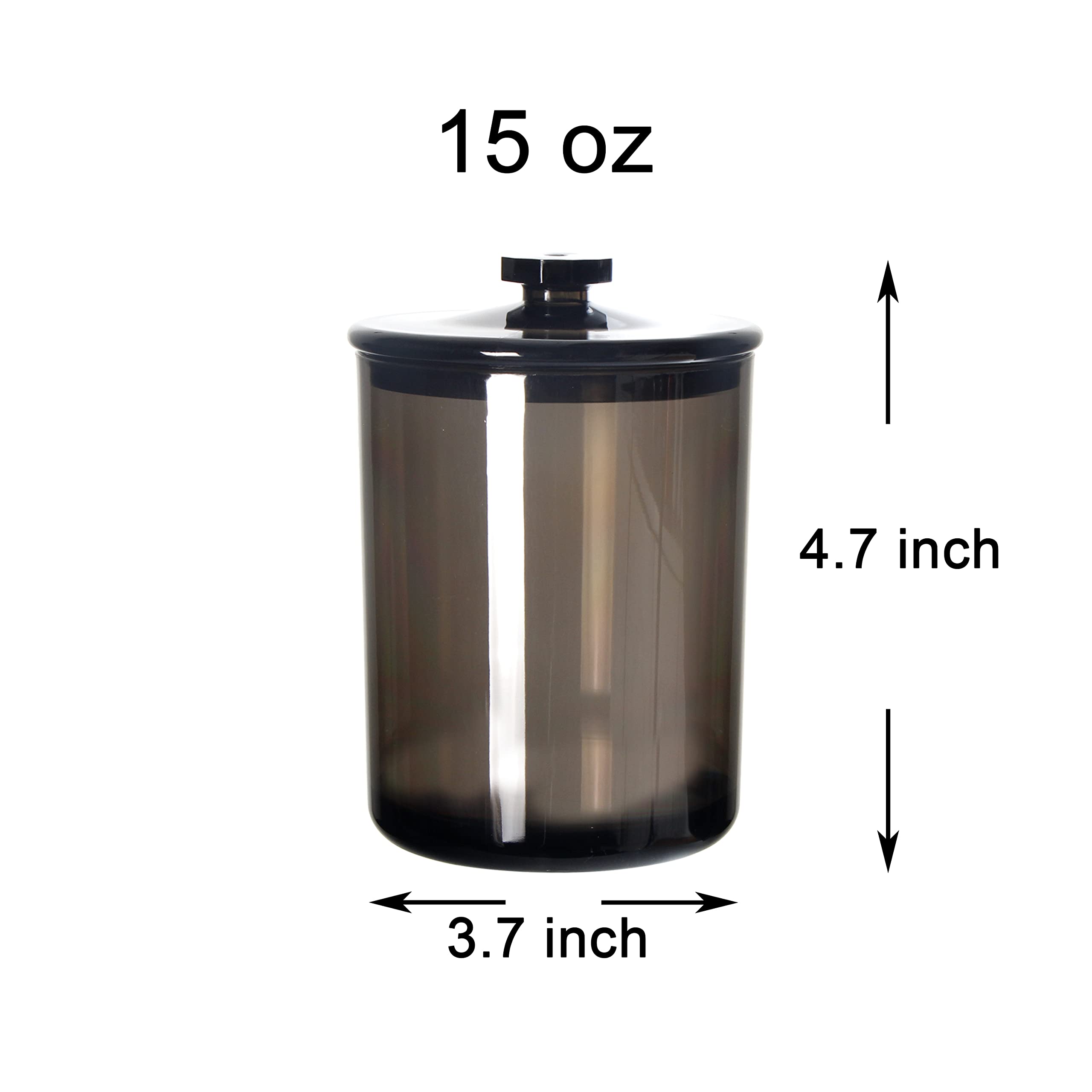 Youngever Czarne plastikowe słoiki na aptekarza, uchwyt Qtip, uchwyt na waciki, łazienkowy organizer na waciki, bawełniane wkładki, Qtips (2 zestawy 450 ml)